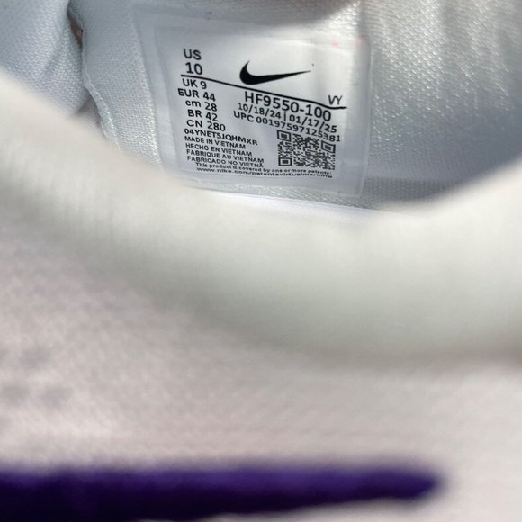 Nike Kobe 8 Protro Lakers Home White Purple HF9550-100 Size 10 - Picture 9 of 9